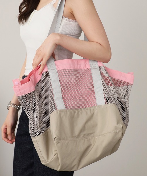 ROOPTOKYO(ループトウキョウ)の「メッシュ ナイロントートバッグ(トートバッグ・レディース・ベージュ/ブラック/オレンジ/ブルー/グリーン/ピンク・FREE)」の2枚目の写真