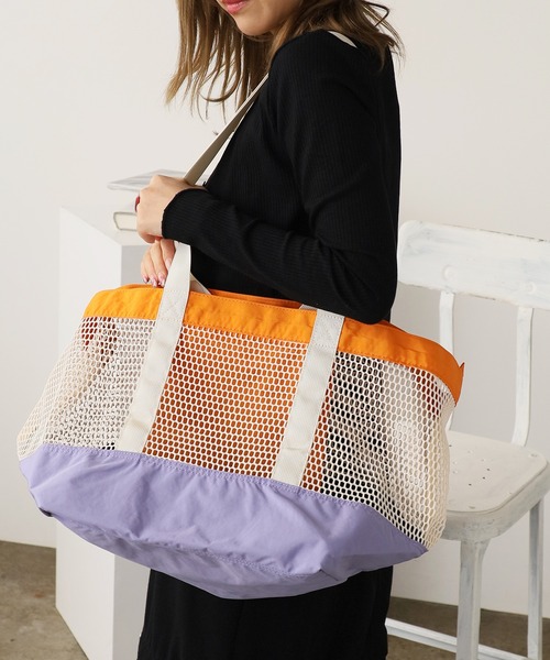 ROOPTOKYO(ループトウキョウ)の「メッシュ ナイロントートバッグ(トートバッグ・レディース・ベージュ/ブラック/オレンジ/ブルー/グリーン/ピンク・FREE)」の6枚目の写真