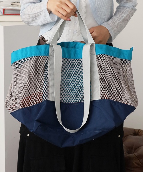 ROOPTOKYO(ループトウキョウ)の「メッシュ ナイロントートバッグ(トートバッグ・レディース・ベージュ/ブラック/オレンジ/ブルー/グリーン/ピンク・FREE)」の4枚目の写真
