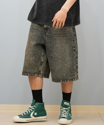【ムラサキスポーツ限定】THRASHER/スラッシャー デニムショーツ 膝下丈 ブランド刺繍 253TH1SP042