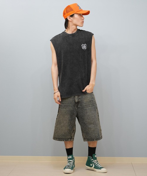 THRASHER(スラッシャー)の「【ムラサキスポーツ限定】THRASHER/スラッシャー デニムショーツ 膝下丈 ブランド刺繍 253TH1SP042(その他パンツ・メンズ・ブラック/インディゴブルー・M/L)」の9枚目の写真