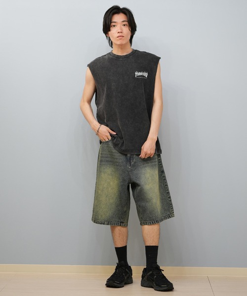 THRASHER(スラッシャー)の「【ムラサキスポーツ限定】THRASHER/スラッシャー デニムショーツ 膝下丈 ブランド刺繍 253TH1SP042(その他パンツ・メンズ・ブラック/インディゴブルー・M/L)」の4枚目の写真