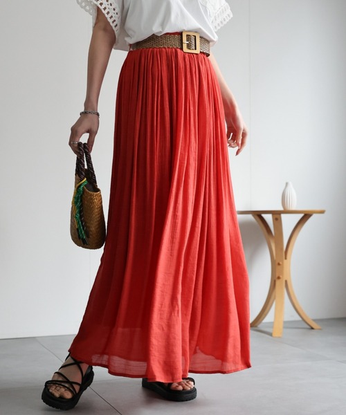 デサント　オレンジ ポケット付きスカート DIESEL｜フロントポケットジップスカート