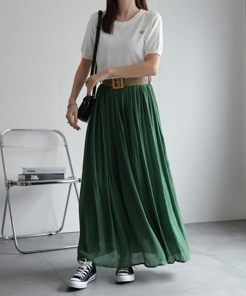 sakishimatokyo(サキシマトーキョー)の「ベルト付きギャザーフレアスカート(スカート・レディース・グリーン/オレンジ/ベージュ/アイボリー/ブラック/ブラウン・FREE)」の11枚目の写真