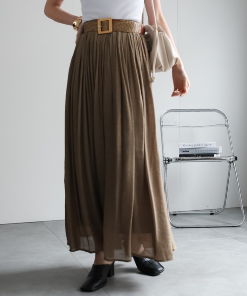 sakishimatokyo(サキシマトーキョー)の「ベルト付きギャザーフレアスカート(スカート・レディース・グリーン/オレンジ/ベージュ/アイボリー/ブラック/ブラウン・FREE)」の20枚目の写真
