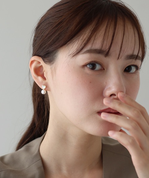 セール】クリアハート淡水パールピアス/ silver925（ピアス（両