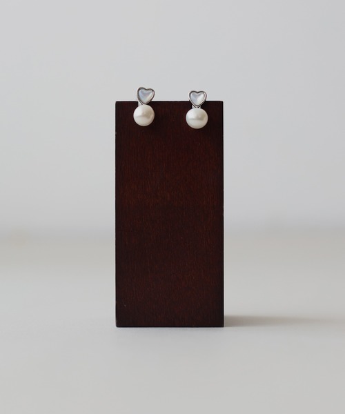 セール】クリアハート淡水パールピアス/ silver925（ピアス（両