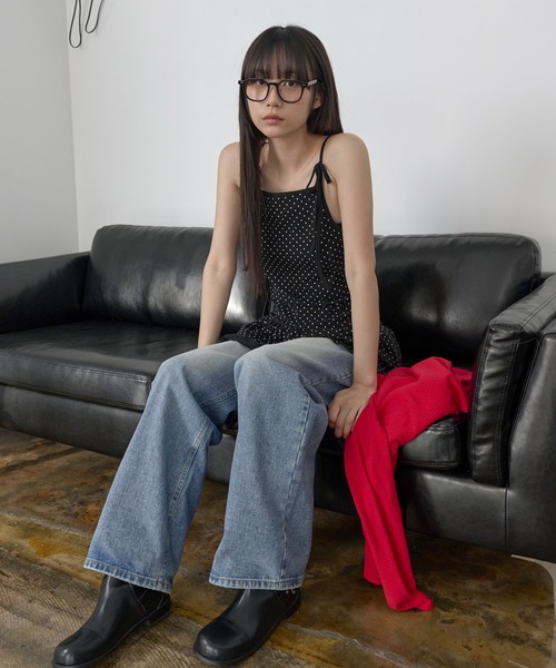 UNE MANSION(ユヌマンション)の「【UNE ORIGINAL】 くるくるストリングダブルフリルレイヤードドットワンピース(キャミソール・レディース・ホワイト/ブラック/グレー・FREE)」の21枚目の写真