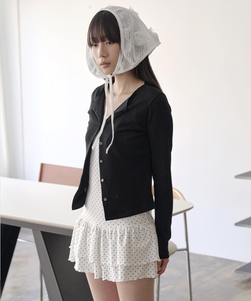 UNE MANSION(ユヌマンション)の「【UNE ORIGINAL】 くるくるストリングダブルフリルレイヤードドットワンピース(キャミソール・レディース・ホワイト/ブラック/グレー・FREE)」の16枚目の写真