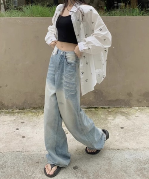 Vipoa（ヴィポア）の「ribbon print shirt（シャツ/ブラウス・レディース・ピンク/ホワイト/ブルー・FREE）」の19枚目の写真