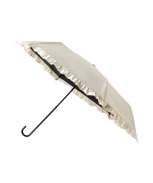 SHOO・LA・RUE（シューラルー）の「【折りたたみ傘/晴雨兼用】【Wpc．】遮光フリルクラシック ミニ（折りたたみ傘・レディース・パープル/ライトベージュ/ブラック・00）」の2枚目の写真