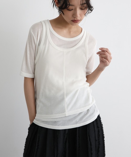 タンクレイヤードシアートップス（Tシャツ/カットソー）｜hellam