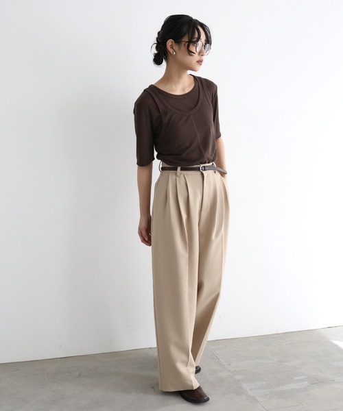hellam（へラム）の「タンクレイヤードシアートップス（Tシャツ/カットソー・レディース・アイボリー/ブラック/杢グレー/ブラウン・FREE）」の20枚目の写真