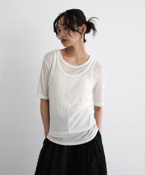 セール】タンクレイヤードシアートップス（Tシャツ/カットソー