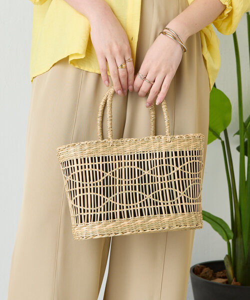 Jena espace merveilleux（ジェナ　エスパスメルヴェイユ）の「シーグラストートバッグ（トートバッグ・レディース・ブラック/ベージュ・FREE）」の3枚目の写真