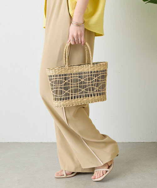 Jena espace merveilleux（ジェナ　エスパスメルヴェイユ）の「シーグラストートバッグ（トートバッグ・レディース・ブラック/ベージュ・FREE）」の4枚目の写真