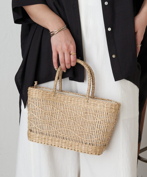 Jena espace merveilleux（ジェナ　エスパスメルヴェイユ）の「シーグラストートバッグ（トートバッグ・レディース・ブラック/ベージュ・FREE）」の7枚目の写真