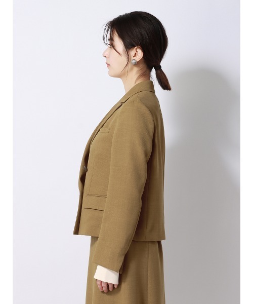 SUIT SQUARE（スーツスクエア）の「ダブルブレストショートジャケット ウォッシャブル ストレッチ フルーフィエステル 織柄（テーラードジャケット・レディース・ベージュ系/ブラウン系・38(9号)/40(11号)）」の18枚目の写真