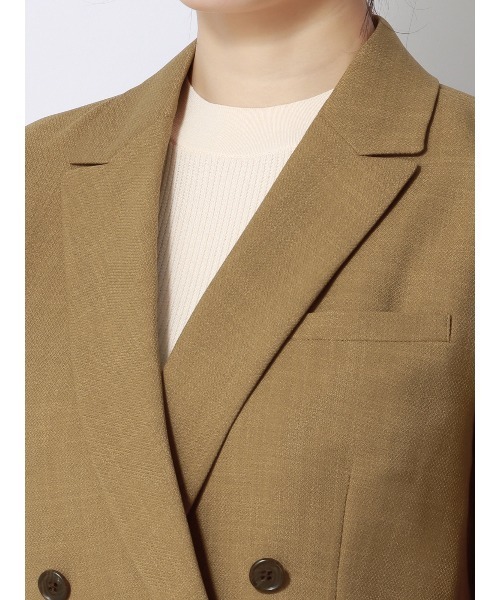 SUIT SQUARE（スーツスクエア）の「ダブルブレストショートジャケット ウォッシャブル ストレッチ フルーフィエステル 織柄（テーラードジャケット・レディース・ベージュ系/ブラウン系・38(9号)/40(11号)）」の21枚目の写真