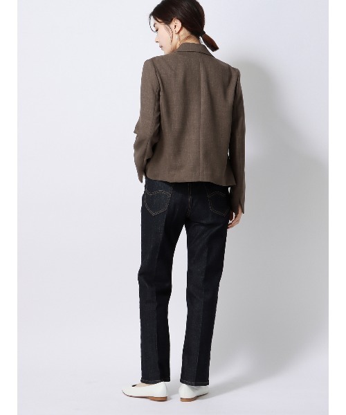 SUIT SQUARE（スーツスクエア）の「ダブルブレストショートジャケット ウォッシャブル ストレッチ フルーフィエステル 織柄（テーラードジャケット・レディース・ベージュ系/ブラウン系・38(9号)/40(11号)）」の14枚目の写真