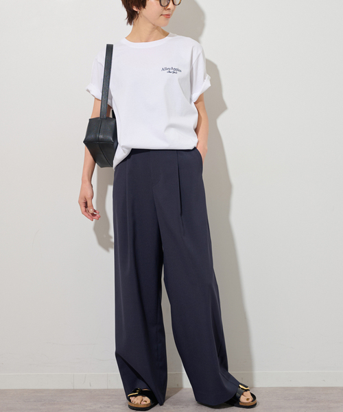 JOURNAL STANDARD relume（ジャーナルスタンダード　レリューム）の「《WEB限定》エンブロイダリーロゴモチーフT（Tシャツ/カットソー・レディース・ネイビー/ホワイト・FREE）」の3枚目の写真