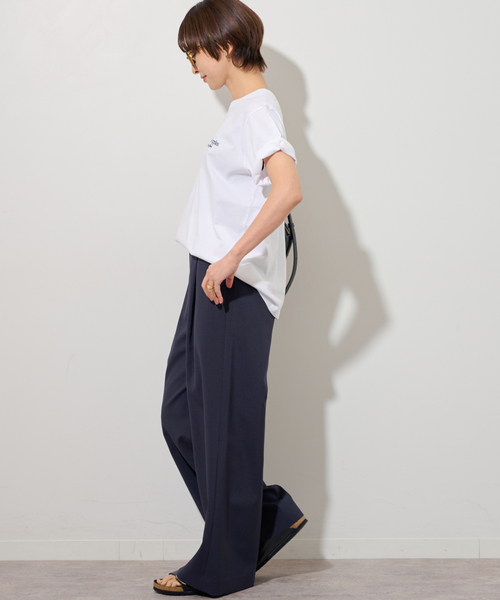JOURNAL STANDARD relume（ジャーナルスタンダード　レリューム）の「《WEB限定》エンブロイダリーロゴモチーフT（Tシャツ/カットソー・レディース・ネイビー/ホワイト・FREE）」の5枚目の写真