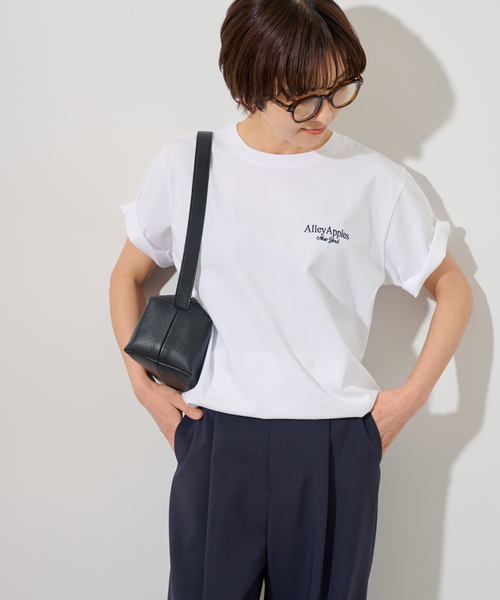 JOURNAL STANDARD relume（ジャーナルスタンダード　レリューム）の「《WEB限定》エンブロイダリーロゴモチーフT（Tシャツ/カットソー・レディース・ネイビー/ホワイト・FREE）」の8枚目の写真