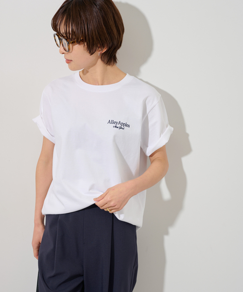 JOURNAL STANDARD relume（ジャーナルスタンダード　レリューム）の「《WEB限定》エンブロイダリーロゴモチーフT（Tシャツ/カットソー・レディース・ネイビー/ホワイト・FREE）」の9枚目の写真