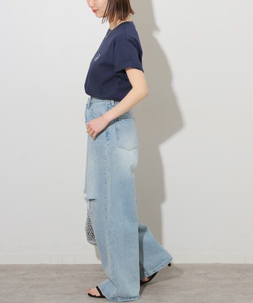 JOURNAL STANDARD relume（ジャーナルスタンダード　レリューム）の「《WEB限定》エンブロイダリーロゴモチーフT（Tシャツ/カットソー・レディース・ネイビー/ホワイト・FREE）」の13枚目の写真