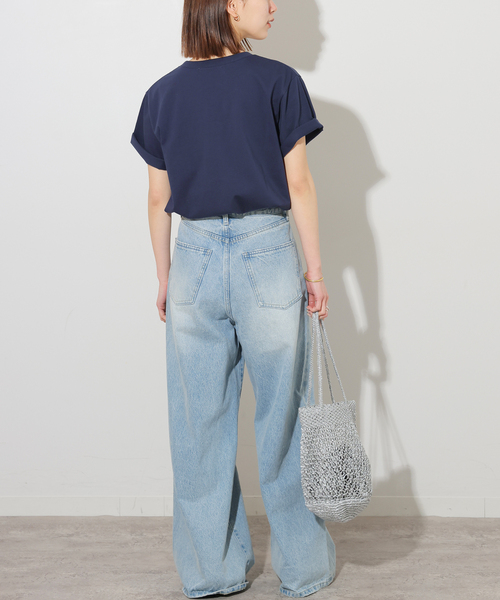 JOURNAL STANDARD relume（ジャーナルスタンダード　レリューム）の「《WEB限定》エンブロイダリーロゴモチーフT（Tシャツ/カットソー・レディース・ネイビー/ホワイト・FREE）」の14枚目の写真