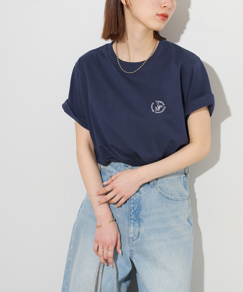 JOURNAL STANDARD relume（ジャーナルスタンダード　レリューム）の「《WEB限定》エンブロイダリーロゴモチーフT（Tシャツ/カットソー・レディース・ネイビー/ホワイト・FREE）」の15枚目の写真