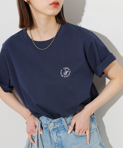 JOURNAL STANDARD relume（ジャーナルスタンダード　レリューム）の「《WEB限定》エンブロイダリーロゴモチーフT（Tシャツ/カットソー・レディース・ネイビー/ホワイト・FREE）」の20枚目の写真