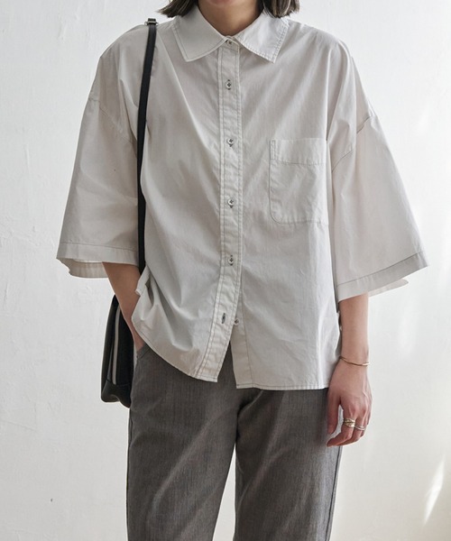 LBC（エルビーシー）の「タイプライター半袖BOXシャツ（シャツ/ブラウス・レディース・ホワイト/チャコール/オレンジ・M）」の14枚目の写真