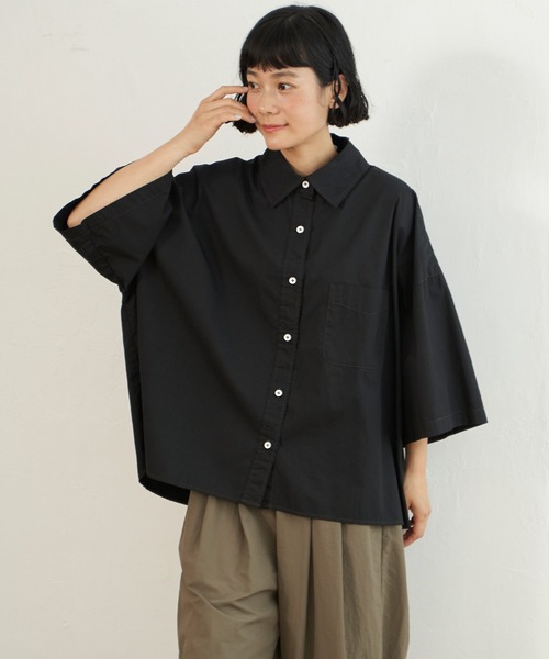 LBC（エルビーシー）の「タイプライター半袖BOXシャツ（シャツ/ブラウス・レディース・ホワイト/チャコール/オレンジ・M）」の9枚目の写真