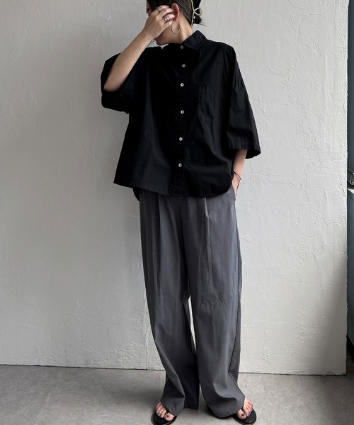 LBC（エルビーシー）の「タイプライター半袖BOXシャツ（シャツ/ブラウス・レディース・ホワイト/チャコール/オレンジ・M）」の7枚目の写真