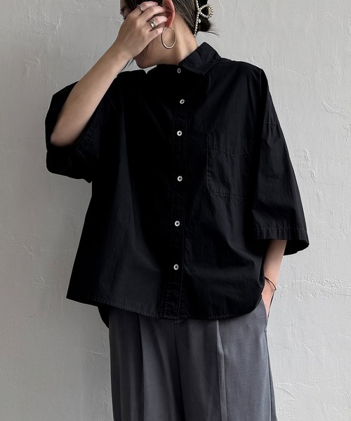 LBC（エルビーシー）の「タイプライター半袖BOXシャツ（シャツ/ブラウス・レディース・ホワイト/チャコール/オレンジ・M）」の6枚目の写真