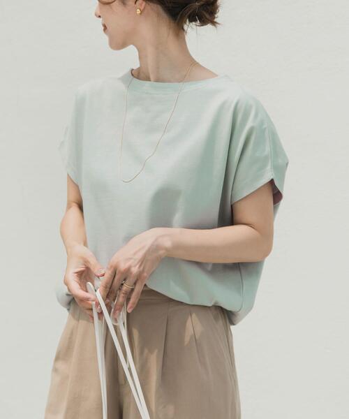 URBAN RESEARCH DOORS（アーバンリサーチドアーズ）の「ドライコットンボートネックプルオーバー（Tシャツ/カットソー・レディース・ミント/ネイビー/オフホワイト/ライトピンク・MEDIUM）」の20枚目の写真