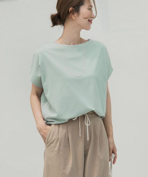 URBAN RESEARCH DOORS（アーバンリサーチドアーズ）の「ドライコットンボートネックプルオーバー（Tシャツ/カットソー・レディース・ミント/ネイビー/オフホワイト/ライトピンク・MEDIUM）」の18枚目の写真