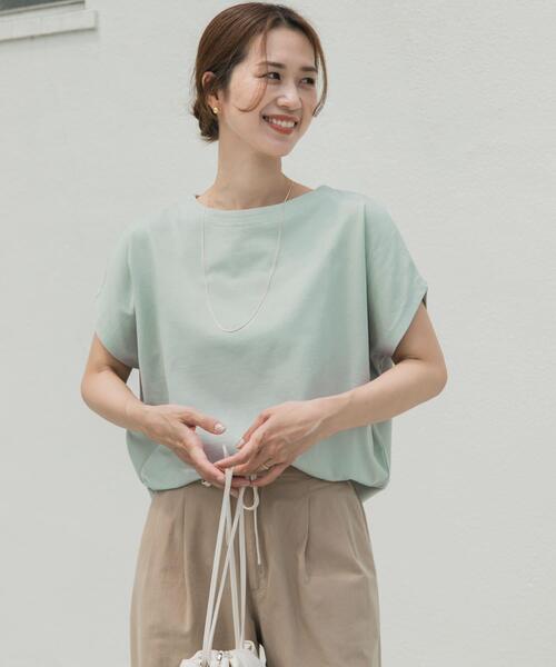 URBAN RESEARCH DOORS（アーバンリサーチドアーズ）の「ドライコットンボートネックプルオーバー（Tシャツ/カットソー・レディース・ミント/ネイビー/オフホワイト/ライトピンク・MEDIUM）」の17枚目の写真