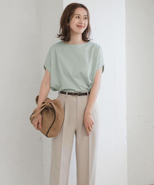 URBAN RESEARCH DOORS（アーバンリサーチドアーズ）の「ドライコットンボートネックプルオーバー（Tシャツ/カットソー・レディース・ミント/ネイビー/オフホワイト/ライトピンク・MEDIUM）」の9枚目の写真