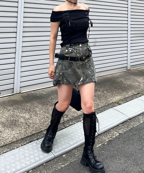 オフショルリボンリブトップス SPIRALGIRL│SPIRALGIRL