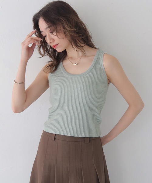 CLEIO（クレイオ）の「【CLEIO】リブニットタンクトップ RIBBED KNIT TANK TOP/737-13676（タンクトップ・レディース・ライトイエロー/アイボリー/ブラック/ライトブルー/ライトピンク・FREE）」の4枚目の写真