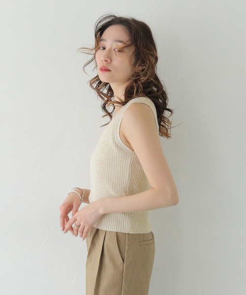 CLEIO（クレイオ）の「【CLEIO】リブニットタンクトップ RIBBED KNIT TANK TOP/737-13676（タンクトップ・レディース・ライトイエロー/アイボリー/ブラック/ライトブルー/ライトピンク・FREE）」の10枚目の写真