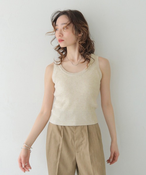 CLEIO（クレイオ）の「【CLEIO】リブニットタンクトップ RIBBED KNIT TANK TOP/737-13676（タンクトップ・レディース・ライトイエロー/アイボリー/ブラック/ライトブルー/ライトピンク・FREE）」の6枚目の写真