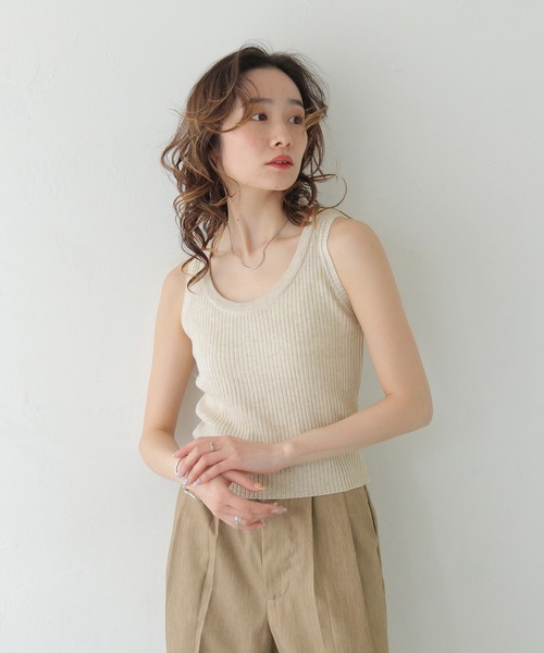 CLEIO（クレイオ）の「【CLEIO】リブニットタンクトップ RIBBED KNIT TANK TOP/737-13676（タンクトップ・レディース・ライトイエロー/アイボリー/ブラック/ライトブルー/ライトピンク・FREE）」の8枚目の写真