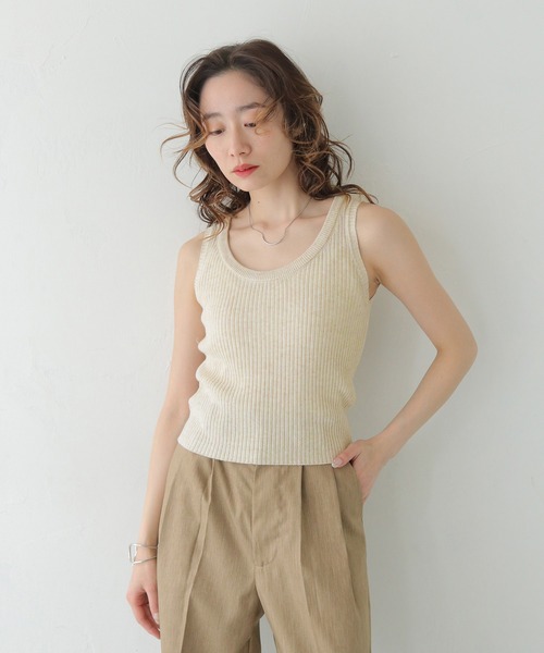 CLEIO（クレイオ）の「【CLEIO】リブニットタンクトップ RIBBED KNIT TANK TOP/737-13676（タンクトップ・レディース・ライトイエロー/アイボリー/ブラック/ライトブルー/ライトピンク・FREE）」の7枚目の写真