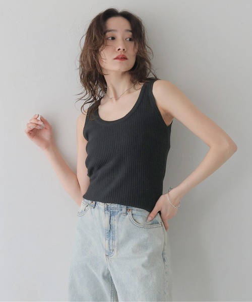 CLEIO（クレイオ）の「【CLEIO】リブニットタンクトップ RIBBED KNIT TANK TOP/737-13676（タンクトップ・レディース・ライトイエロー/アイボリー/ブラック/ライトブルー/ライトピンク・FREE）」の21枚目の写真