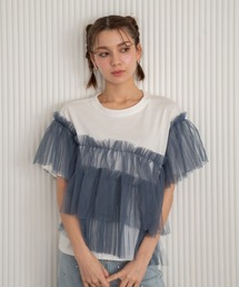 【Nu】チュールドッキングTシャツ