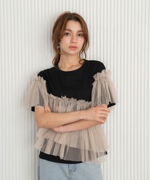 【Nu】チュールドッキングTシャツ