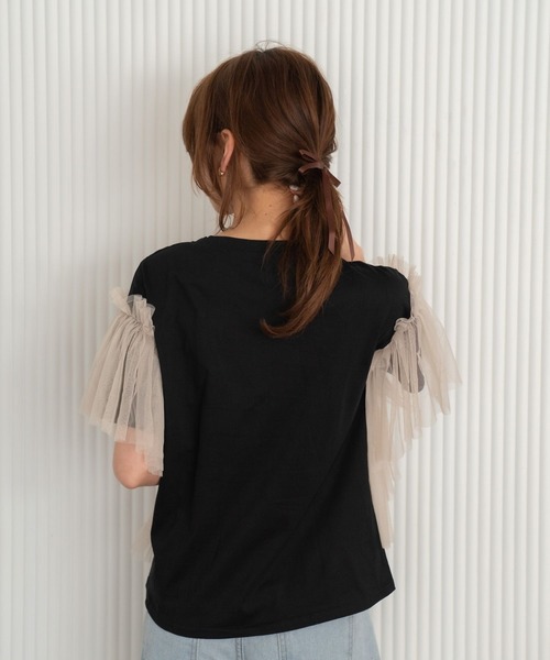Nu(ニュー)の「【Nu】チュールドッキングTシャツ(Tシャツ/カットソー・レディース・ブラック/ブルー/ベージュ・M)」の7枚目の写真